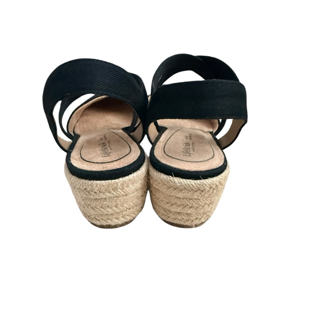 LifeStride Kimball Black Espadrille Wedge Sandals - Size 7M - Picture 2 of 5